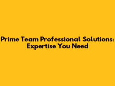 Prime Team Professional Solutions: Expertise You Need